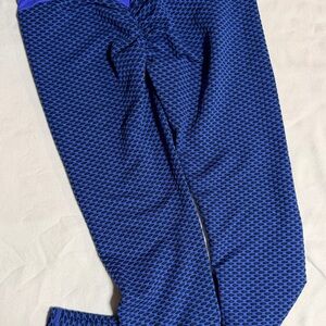 Blue Textured Leggings